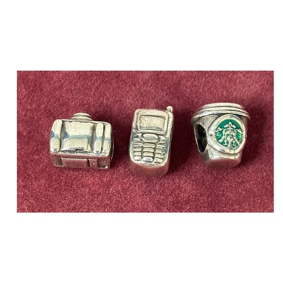 Zable Sterling Silver Charms Lot Coffee Cup Phone Camera Lot of 3 #64318 - Picture 2 of 7